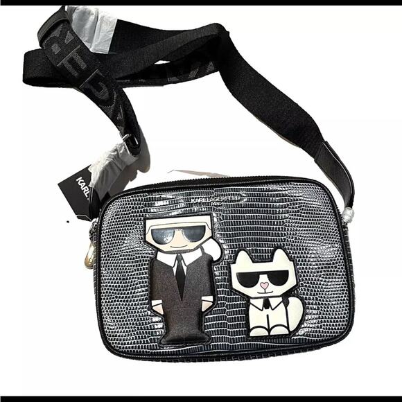 Karl Lagerfeld Womens Camera Bag Crossbody Double Zip Round NWT - Picture 1 of 3